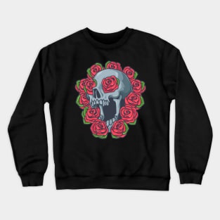 Gothic skull with red roses Crewneck Sweatshirt